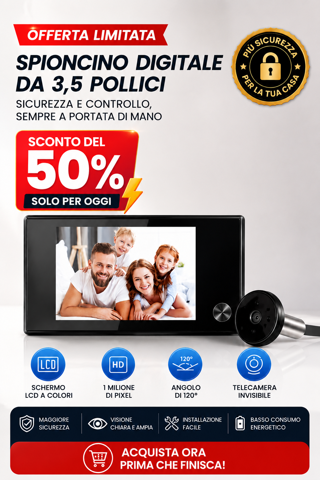 SicurFay™ - Spioncino Digitale Premium LCD da 2.8" con Visione Notturna e Fotocamera Integrata
